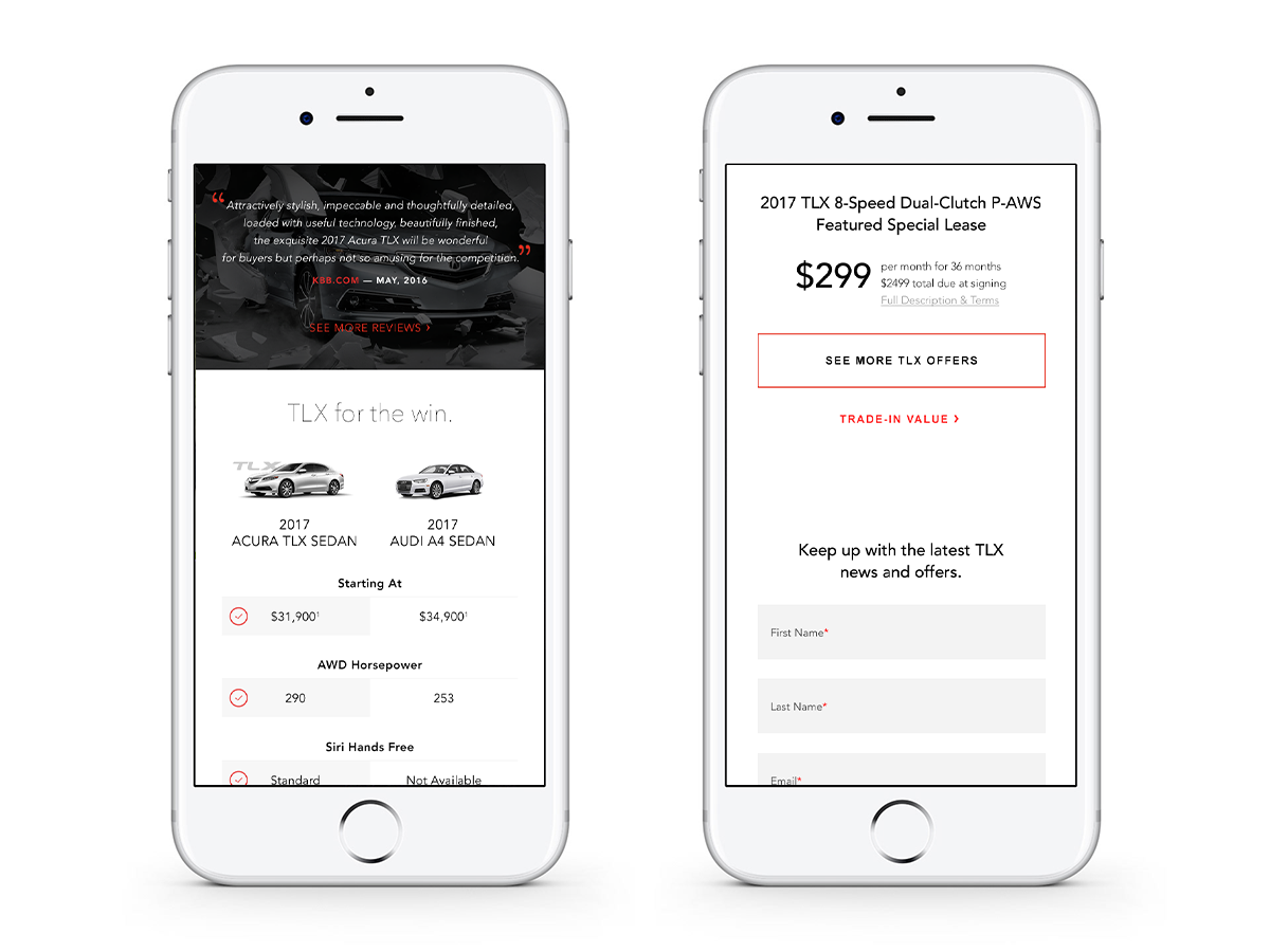 Acura TLX Mobile Landing Page 3