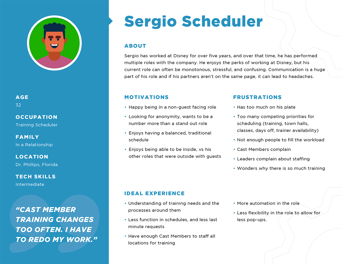 Sergio Scheduler's Persona