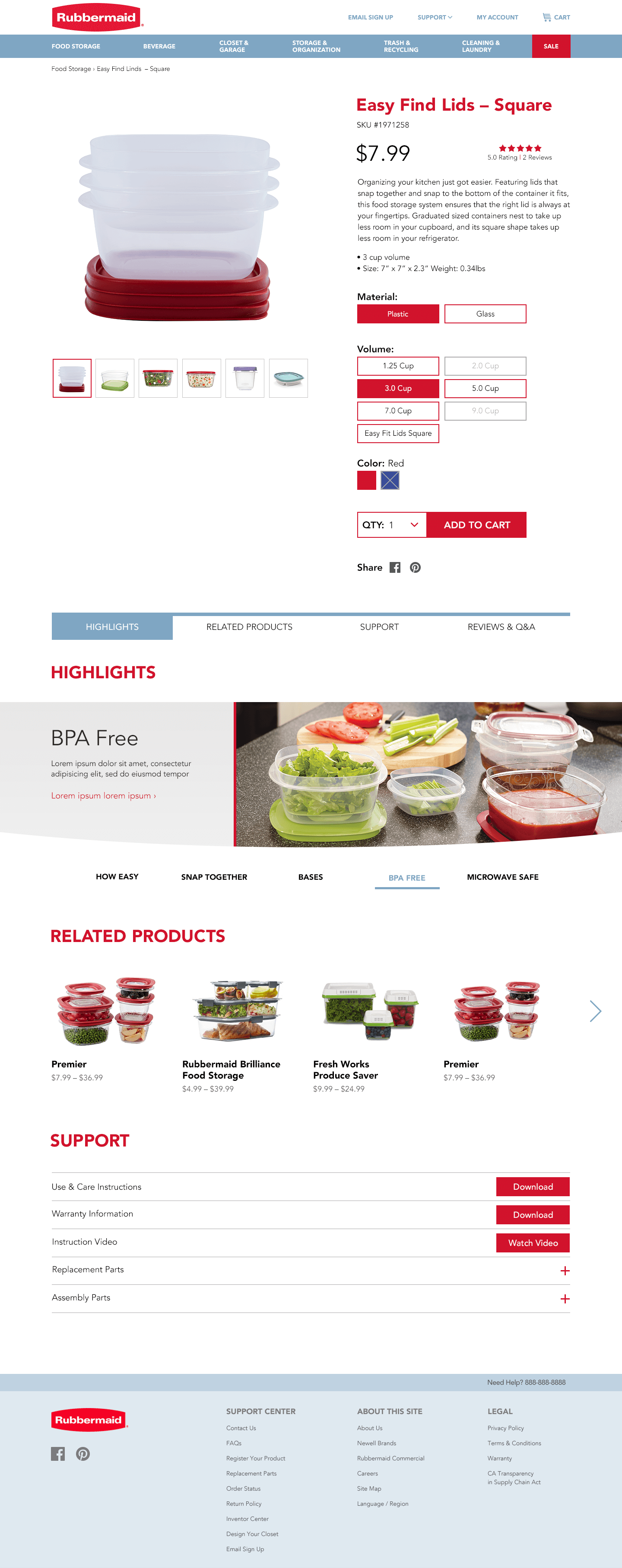 Rubbermaid Product Detail Page