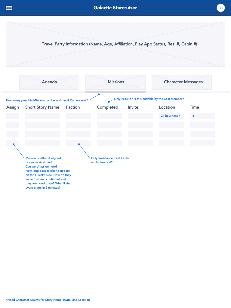 Missions Wireframe