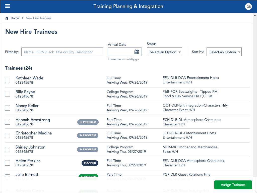 New Hire List Wireframe 1