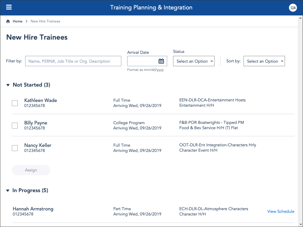 New Hire List Wireframe 2